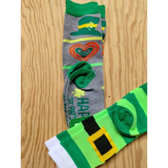 Saint Patricks Day Leprechaun Socks Shamrock Lucky Horseshoe 2 Pack Collection - Picture 4 of 5